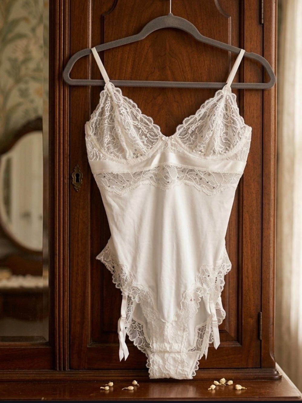 NWT Vtg Victoria's Secret White Lace Teddy Bodysuit Corset 36B Lingerie Y2K 90s